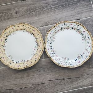 Porcelain Dinner Plates with Yellow Floral Border - Set of 2